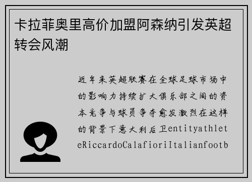 卡拉菲奥里高价加盟阿森纳引发英超转会风潮 卡拉菲奥里高价加盟阿森纳引发英超转会风潮
